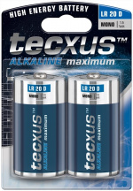 tecxus LR20/D (Mono) batteri, 2 stk. blister alkaline mangan batteri, 1,5 V tecxus LR20/D (Mono) batteri, 2 stk. blister alkaline mangan batteri, 1,5 V