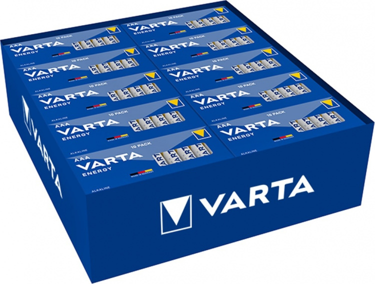 Varta LR03/AAA (Micro) (4103) batteri, 10 stk. box alkaline mangan batteri, 1,5 V