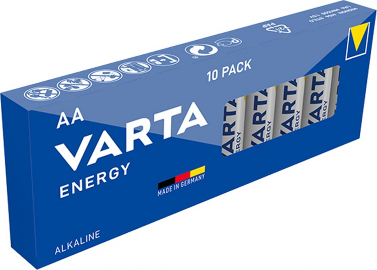 Varta LR6/AA (Mignon) (4106) batteri, 10 stk. i æske alkaline mangan batteri, 1,5 V Varta LR6/AA (Mignon) (4106) batteri, 10 stk. i æske alkaline mangan batteri, 1,5 V