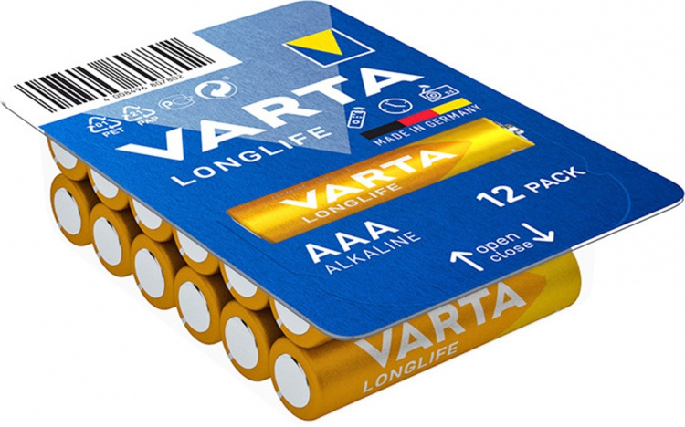 Varta LR03/AAA (Micro) (4103) batteri, 12 stk. æske alkaline mangan batteri, 1,5 V