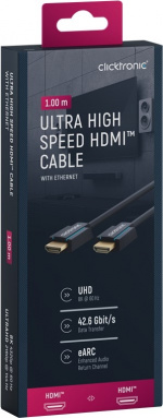 ClickTronic Ultrahøj hastighed HDMI™-kabel Premium-kabel | 1x HDMI™-stik 1x HDMI™-stik | 1,0 m | UHD 8K @ 60 Hz ClickTronic Ultrahøj hastighed HDMI™-kabel Premium-kabel | 1x HDMI™-stik 1x HDMI™-stik | 1,0 m | UHD 8K @ 60 Hz