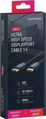 ClickTronic DisplayPort™-kabel Premium-kabel | 1x DisplayPort™-stik 1x DisplayPort™-stik | 1,0 m | UHD 8K @ 60 Hz ClickTronic DisplayPort™-kabel Premium-kabel | 1x DisplayPort™-stik 1x DisplayPort™-stik | 1,0 m | UHD 8K @ 60 Hz
