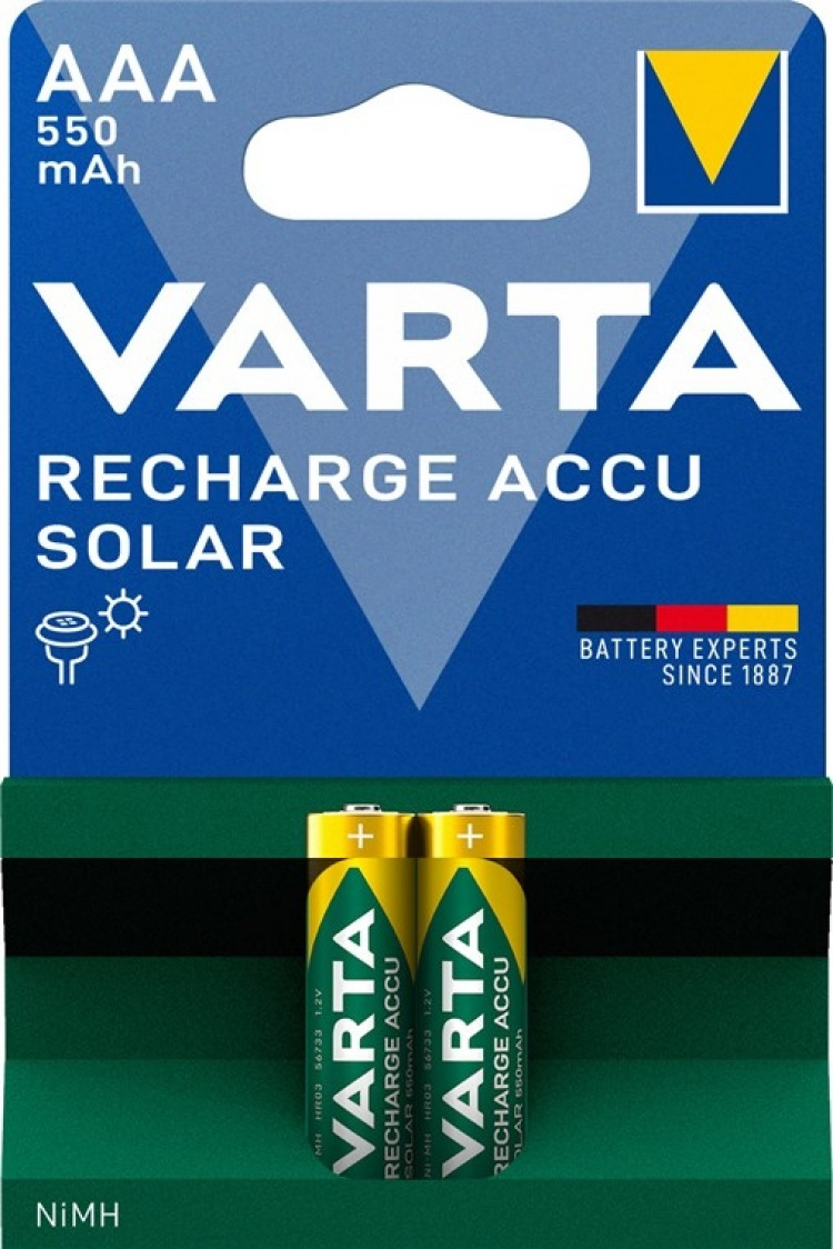 Varta AAA (Micro)/HR03 (56733) genopladeligt batteri - 550 mAh, 2 stk. blister Nikkel-metalhydrid batteri (NiMH), 1,2 V
