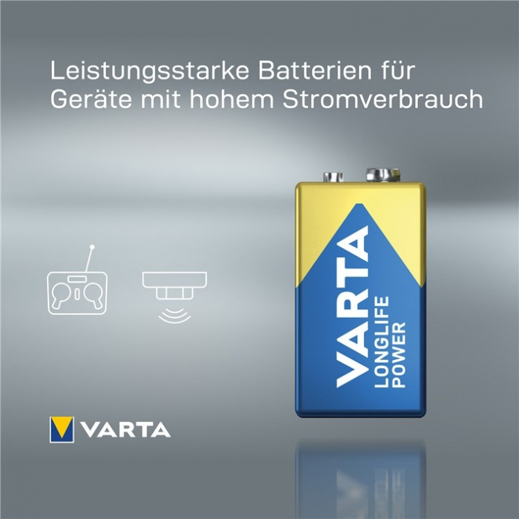 Varta 6LR61/6LP3146/9 V Block (4922) batteri, 1 stk. upakket alkaline mangan batteri, 9 V