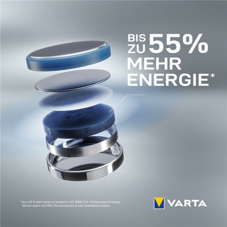 Varta CR2016 (6016) batteri, 5 stk. i blister Lithium-knapcelle, 3 V