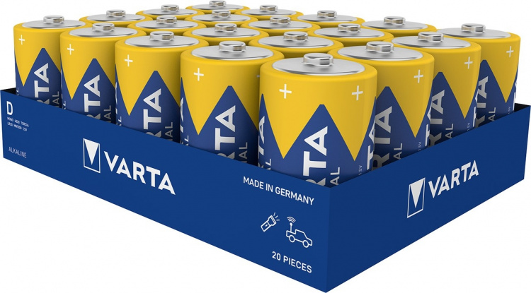Varta LR20/D (Mono) (4020) batteri, 20 stk. i Box alkaline mangan batteri, 1,5 V