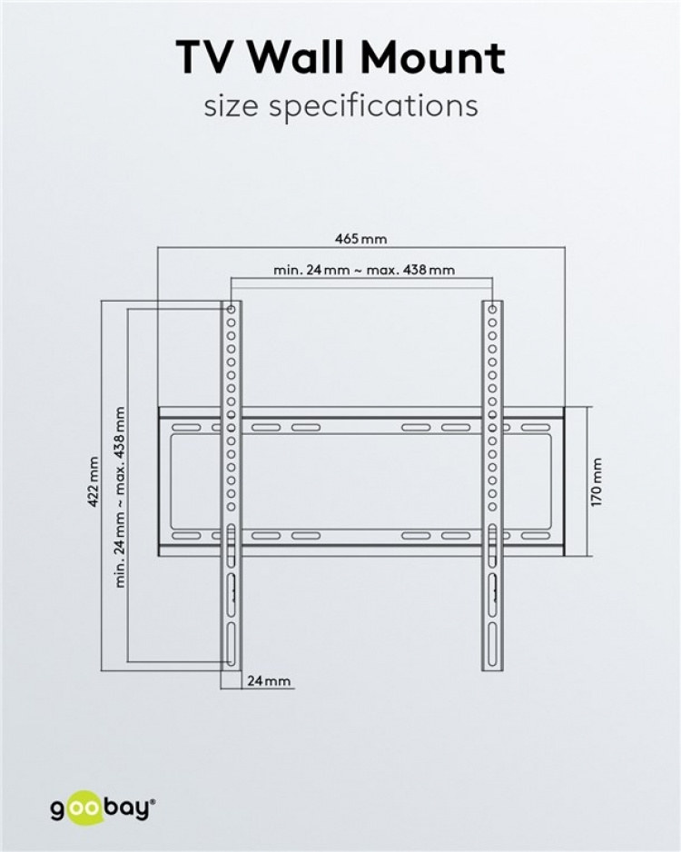 Goobay TV vægbeslag Basic FIXED (M) til tv-apparater fra 32 til 55 tommer (81-140 cm) op til 35 kg