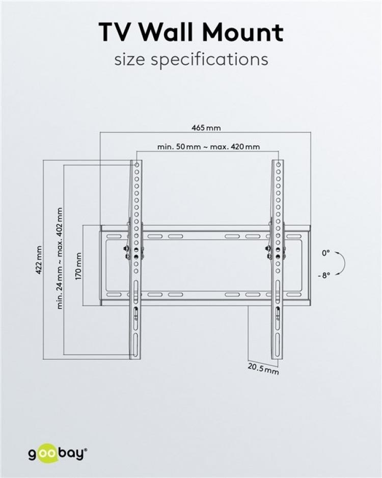 Goobay TV vægbeslag Basic TILT (M) til tv-apparater fra 32 til 55 tommer (81-140 cm), kan vippes op til 35 kg Goobay TV vægbeslag Basic TILT (M) til tv-apparater fra 32 til 55 tommer (81-140 cm), kan vippes op til 35 kg