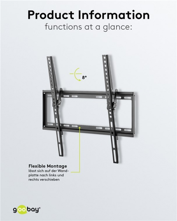 Goobay TV vægbeslag Basic TILT (M) til tv-apparater fra 32 til 55 tommer (81-140 cm), kan vippes op til 35 kg Goobay TV vægbeslag Basic TILT (M) til tv-apparater fra 32 til 55 tommer (81-140 cm), kan vippes op til 35 kg