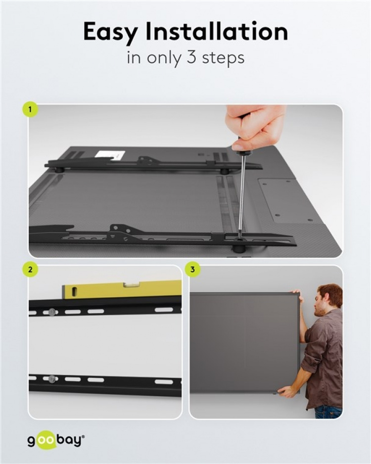 Goobay TV vægbeslag Basic FIXED (L) til tv-apparater fra 37 til 70 tommer (94-178 cm) op til 35 kg Goobay TV vægbeslag Basic FIXED (L) til tv-apparater fra 37 til 70 tommer (94-178 cm) op til 35 kg
