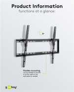 Goobay TV vægbeslag Basic TILT (L) til tv-apparater fra 94-178 cm (37 til 70 tommer), kan vippes op til 35 kg