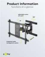 Goobay TV vægbeslag Pro FULLMOTION (XL) til tv-apparater fra 43 til 100 tommer (109-254 cm), fuld bevægelse (drejning og tilt) op til 60 kg Goobay TV vægbeslag Pro FULLMOTION (XL) til tv-apparater fra 43 til 100 tommer (109-254 cm), fuld bevægelse (drejning og tilt) op til 60 kg