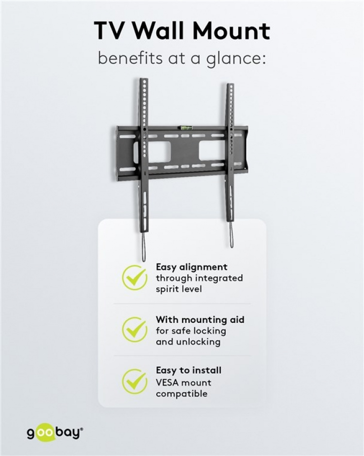 Goobay TV vægbeslag Pro FIXED (M) til tv-apparater fra 32 til 55 tommer (81-140 cm) op til 50 kg Goobay TV vægbeslag Pro FIXED (M) til tv-apparater fra 32 til 55 tommer (81-140 cm) op til 50 kg