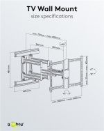Goobay Tv-vægbeslag Pro FULLMOTION (L) wide Range til tv-apparater fra 37 til 70 tommer (94-178 cm), fuldt bevægelig (drejelig og vippelig) op til 70 kg Goobay Tv-vægbeslag Pro FULLMOTION (L) wide Range til tv-apparater fra 37 til 70 tommer (94-178 cm), fuldt bevægelig (drejelig og vippelig) op til 70 kg