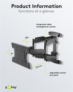 Goobay TV vægbeslag OLED FULLMOTION (L) specielt til OLED-tv\'er fra 37 til 70 tommer (94-178 cm), fuldt bevægelig (drejelig og vippelig) op til 30 kg Goobay TV vægbeslag OLED FULLMOTION (L) specielt til OLED-tv\'er fra 37 til 70 tommer (94-178 cm), fuldt bevægelig (drejelig og vippelig) op til 30 kg
