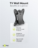 Goobay TV-vægbeslag Basic FIXED (størrelse S) til tv-apparater og skærme på mellem 23 og 42 tommer (58-107 cm) op til 25 kg Goobay TV-vægbeslag Basic FIXED (størrelse S) til tv-apparater og skærme på mellem 23 og 42 tommer (58-107 cm) op til 25 kg