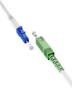 Goobay Lyslederkabel (FTTH), Singlemode (OS2) White, hvid (Simplex), 15 m fiberoptisk kabel, stik SC-APC (8°) > LC stik (UPC), halogenfri kabelkappe (LSZH)