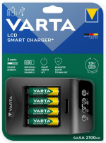 Varta LCD Smart Charger+ (type 57684) inkl. 4x AA 2100 mAh oplader op til 4x AA-batterier eller AAA-batterier (NiMH) samtidigt