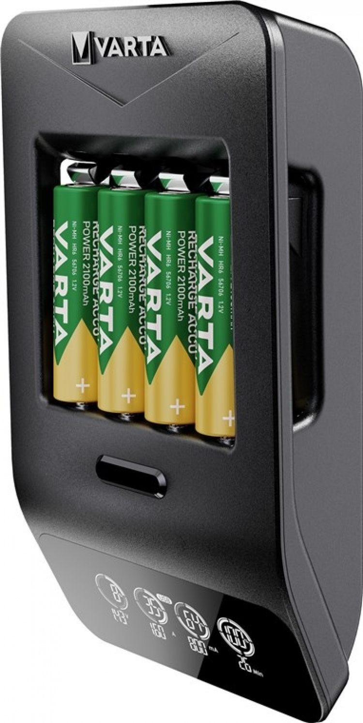 Varta LCD Smart Charger+ (type 57684) inkl. 4x AA 2100 mAh oplader op til 4x AA-batterier eller AAA-batterier (NiMH) samtidigt