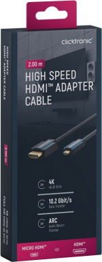 ClickTronic HDMI™ til Micro HDMI™ adapterkabel Premium-kabel | 1x HDMI™-stik 1x Micro-HDMI™-stik | 2,0 m | UHD 4K @ 30 Hz