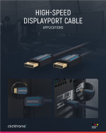 ClickTronic DisplayPort™-kabel Premium-kabel | 1x DisplayPort™-stik 1x DisplayPort™-stik | 1,0 m | UHD 4K @ 60 Hz ClickTronic DisplayPort™-kabel Premium-kabel | 1x DisplayPort™-stik 1x DisplayPort™-stik | 1,0 m | UHD 4K @ 60 Hz