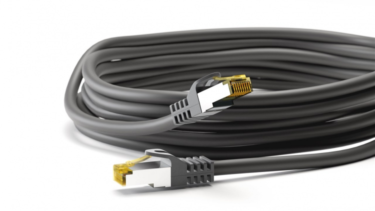 Goobay RJ45 netværkskabel S/FTP (PiMF), 500 MHz, med CAT 7 råkabel, sort, 1 m LSZH halogenfri kabelkappe, kobber, RJ45-hanstik (CAT 6A) Goobay RJ45 netværkskabel S/FTP (PiMF), 500 MHz, med CAT 7 råkabel, sort, 1 m LSZH halogenfri kabelkappe, kobber, RJ45-hanstik (CAT 6A)