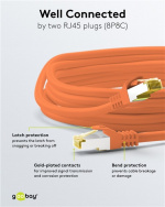 Goobay RJ45 netværkskabel S/FTP (PiMF), 500 MHz, med CAT 7 råkabel, orange, 3 m LSZH halogenfri kabelkappe, kobber, RJ45-hanstik (CAT 6A)