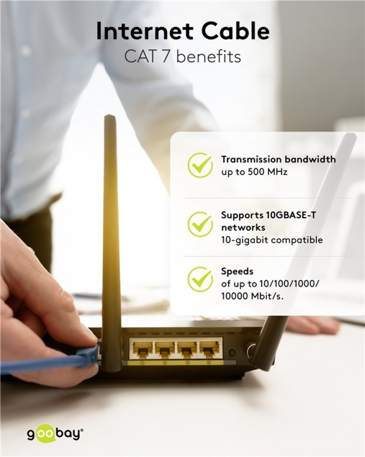 Goobay RJ45 netværkskabel S/FTP (PiMF), 500 MHz, med CAT 7 råkabel, orange, 3 m LSZH halogenfri kabelkappe, kobber, RJ45-hanstik (CAT 6A)