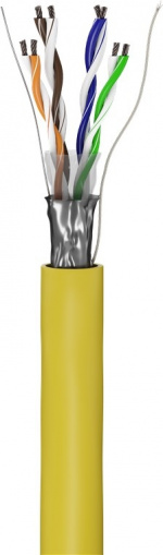 Goobay CAT 5e Netværkskabel, F/UTP, 100 m, gul Kobberbeklædt aluminiumleder (CCA), AWG 26/7 (stranded), PVC-kabelbeklædning