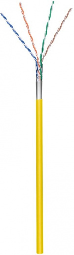 Goobay CAT 5e Netværkskabel, F/UTP, 100 m, gul Kobberbeklædt aluminiumleder (CCA), AWG 26/7 (stranded), PVC-kabelbeklædning
