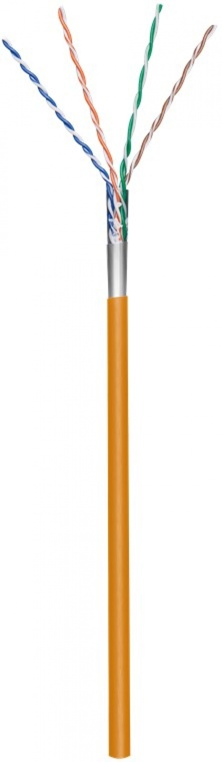 Goobay CAT 5e Netværkskabel, F/UTP, 100 m, orange Kobberbeklædt aluminiumleder (CCA), AWG 26/7 (stranded), PVC-kabelbeklædning