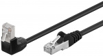 Goobay Netværkskabel CAT 5e vinklet 1x 90°, F/UTP, sort, 1 m kobberbeklædt aluminiumleder (CCA), 1x RJ45-stik 90 ° (8P8C)