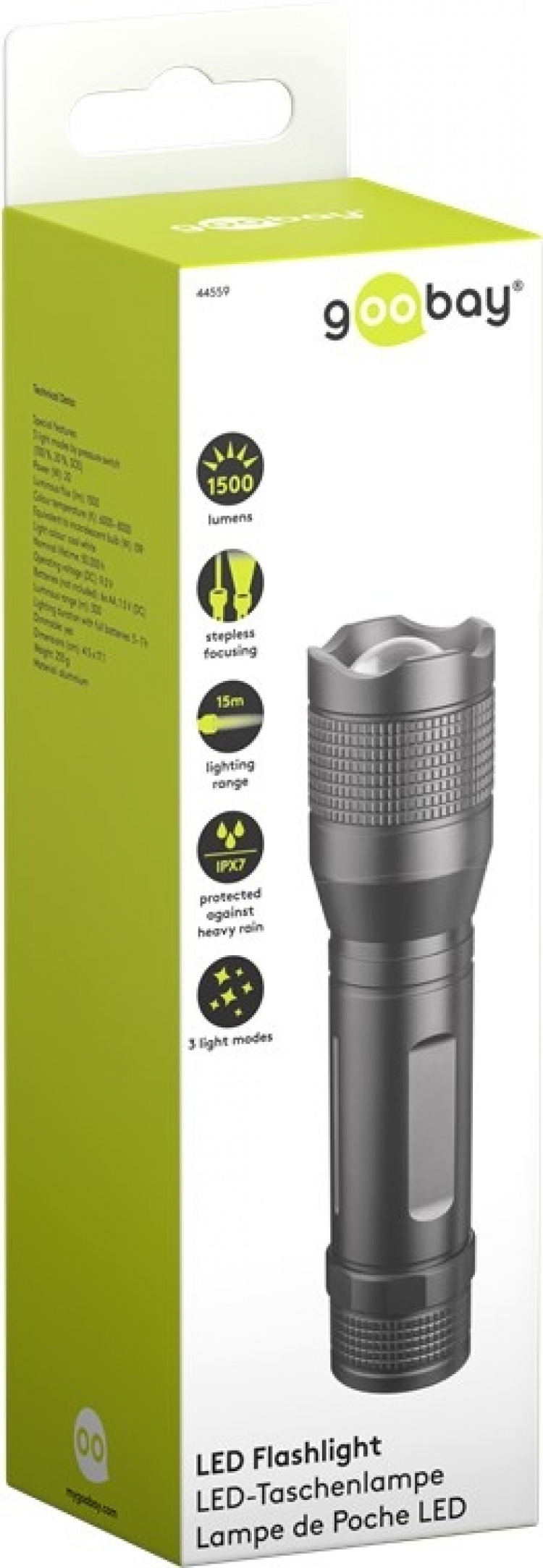 Goobay LED-lommelygte Super Bright 1500 perfekt til arbejde, fritid, sport, camping, fiskeri, jagt og autohjælp