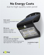 Goobay LED-solcelle-væglampe med bevægelsessensor, 3,2 W Lysløsning til indgange, carporte og trapper Goobay LED-solcelle-væglampe med bevægelsessensor, 3,2 W Lysløsning til indgange, carporte og trapper