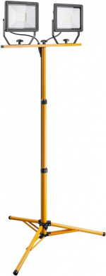 Goobay LED konstruktions spotlight med teleskopisk stativ, 2x 50 W med i alt 8500 lm og koldt hvidt lys (6500 K), velegnet til indendørs og udendørs brug (IP65)