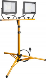 Goobay LED konstruktions spotlight med teleskopisk stativ, 2x 50 W med i alt 8500 lm og koldt hvidt lys (6500 K), velegnet til indendørs og udendørs brug (IP65)