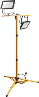 Goobay LED konstruktions spotlight med teleskopisk stativ, 2x 50 W med i alt 8500 lm og koldt hvidt lys (6500 K), velegnet til indendørs og udendørs brug (IP65)