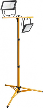 Goobay LED konstruktions spotlight med teleskopisk stativ, 2x 50 W med i alt 8500 lm og koldt hvidt lys (6500 K), velegnet til indendørs og udendørs brug (IP65)