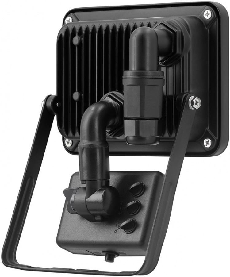 Goobay LED udendørs projektør, 20 W, med bevægelsesdetektor med 1700 lm, neutralt hvidt lys (4000 K), PIR-sensor med ON/OFF-funktion og M16 kabelforskruning, egnet til udendørs brug (IP44)