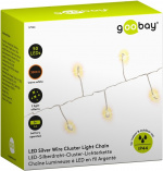 Goobay 50er LED sølv wire cluster lyskæde med 2 lysindstillinger, varm-hvid (3000 K), batteridrevet, til indendørs og udendørs brug (IP44) Goobay 50er LED sølv wire cluster lyskæde med 2 lysindstillinger, varm-hvid (3000 K), batteridrevet, til indendørs og udendørs brug (IP44)