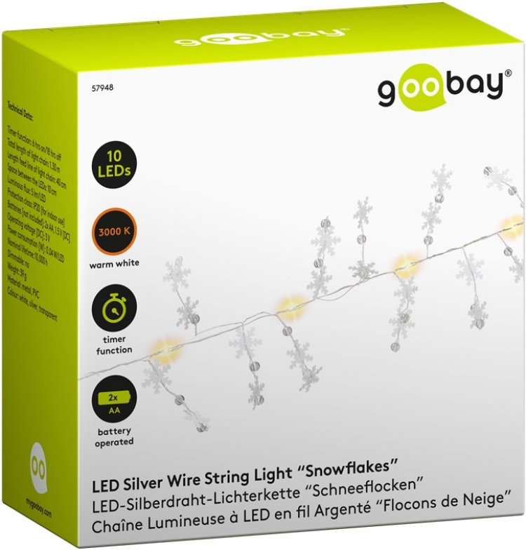 Goobay 10 LED lyskæde sølvtråd  Goobay 10 LED lyskæde sølvtråd