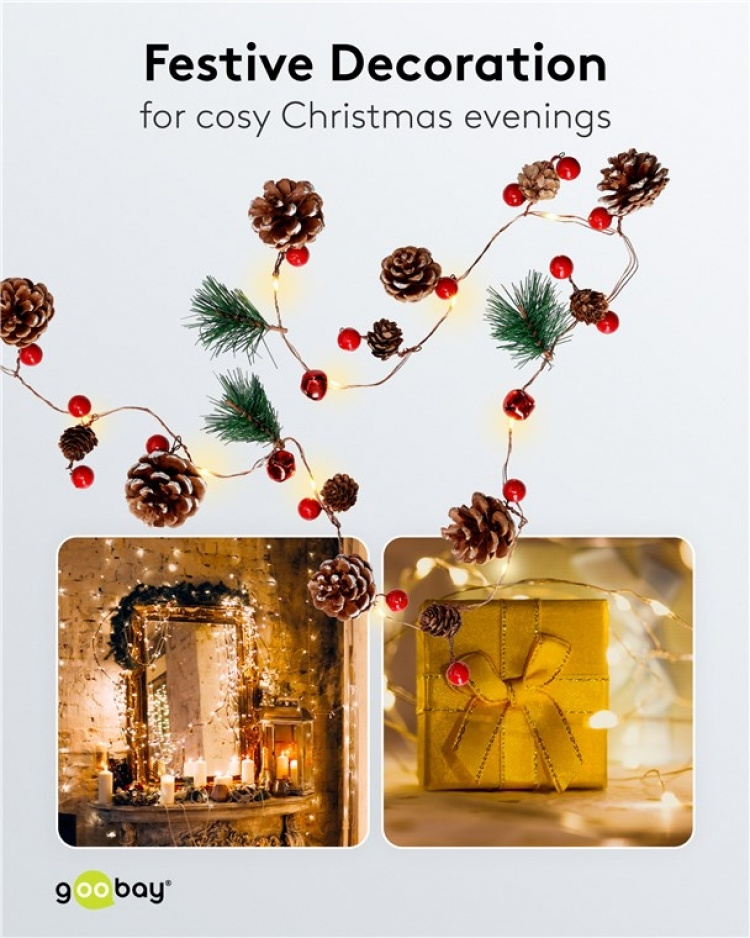 Goobay 20 LED lyskæde med sølvtråd  Goobay 20 LED lyskæde med sølvtråd