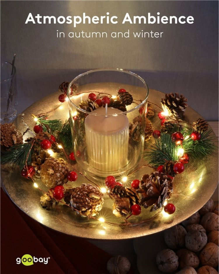 Goobay 20 LED lyskæde med sølvtråd  Goobay 20 LED lyskæde med sølvtråd