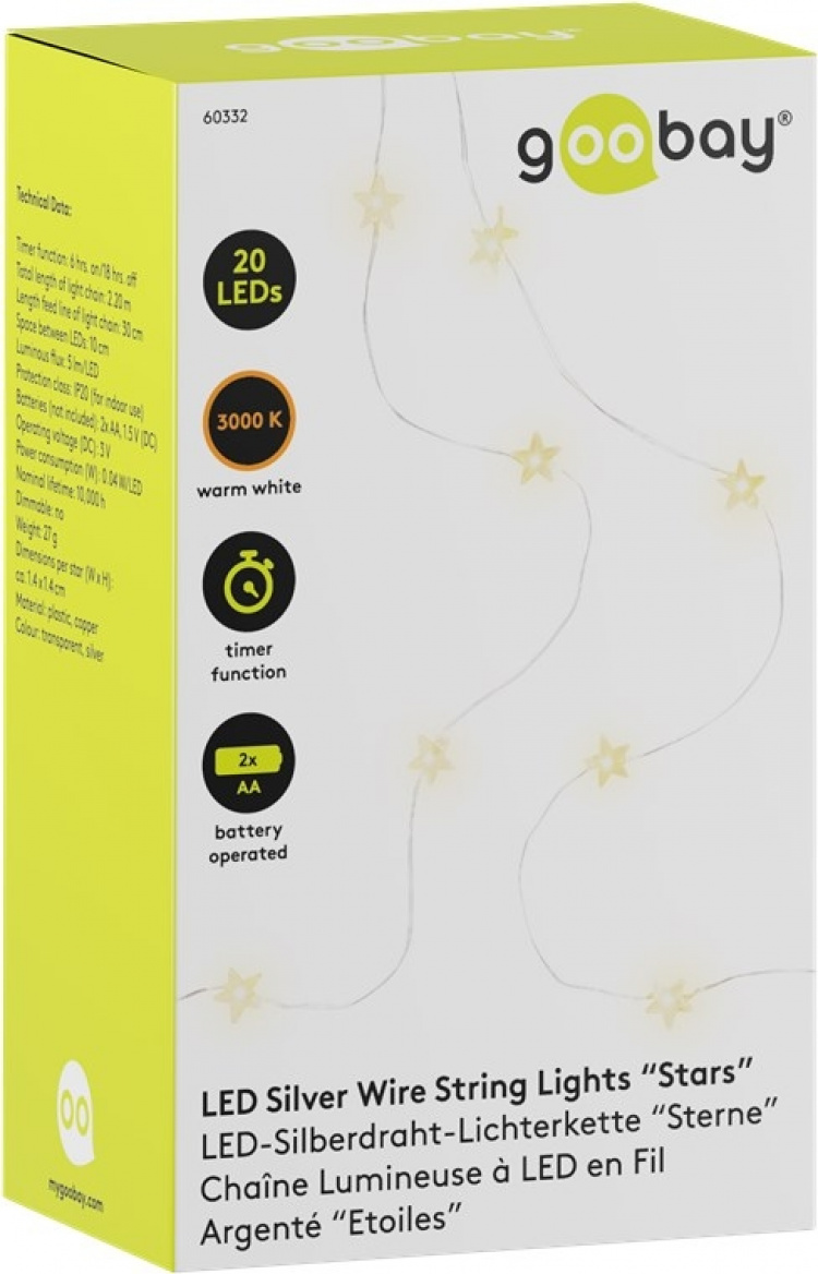 Goobay 20 LED lyskæde med sølvtråd 