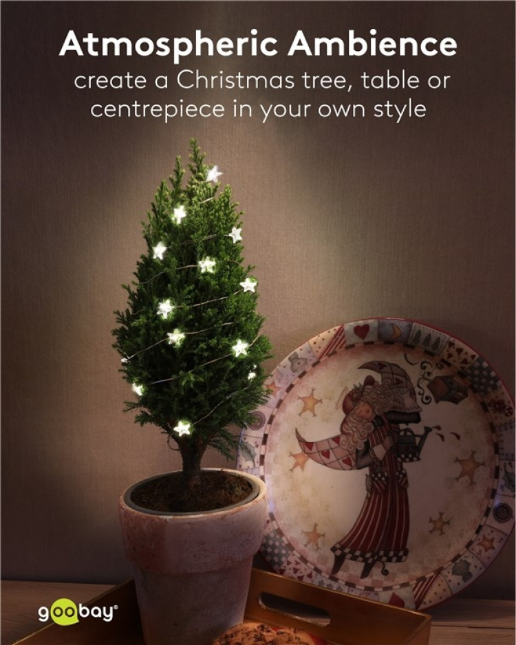 Goobay 20 LED lyskæde med sølvtråd 