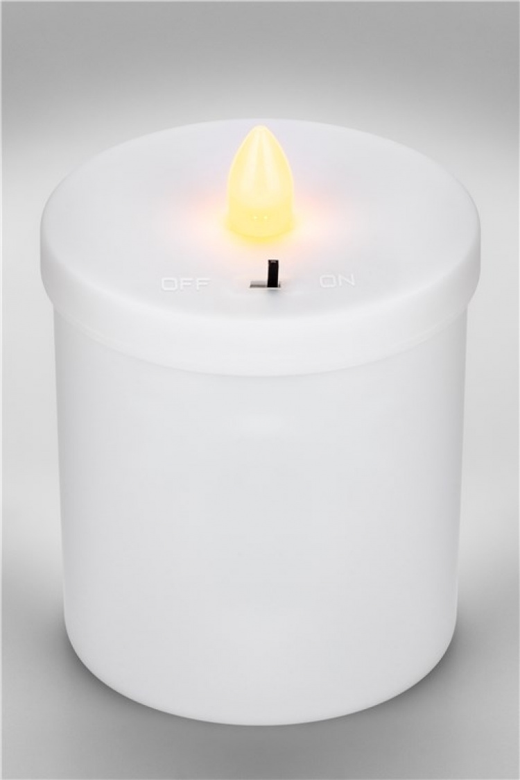 Goobay LED gravlys, rød med realistisk flimrende effekt, varm hvid (3000 K), batteridrevet (2x AA), til indendørs og udendørs brug (IP44)