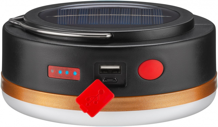 Goobay LED-solcampinglampe med IR-fjernbetjening med 6 lystilstande, solpanel, Li-ion-batteri 18650 (3,7 V, 2000 mAh), powerbank-funktion og USB-kabel, egnet til udendørs brug (IP44) Goobay LED-solcampinglampe med IR-fjernbetjening med 6 lystilstande, solpanel, Li-ion-batteri 18650 (3,7 V, 2000 mAh), powerbank-funktion og USB-kabel, egnet til udendørs brug (IP44)