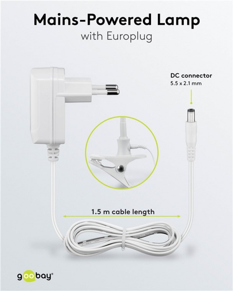 Goobay LED-luplampe med fod/klemme, 6 W, hvid 480 lm, 100 mm glaslinse, 1,75x forstørrelse, 3 dioptrier Goobay LED-luplampe med fod/klemme, 6 W, hvid 480 lm, 100 mm glaslinse, 1,75x forstørrelse, 3 dioptrier