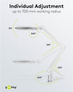 Goobay LED-luplampe med klemme, 8 W, hvid 650 lm, 127 mm krystalglaslinse, 1,75x forstørrelse, 3 dioptrier