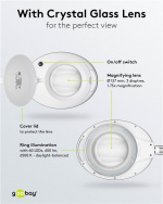 Goobay LED-luplampe med klemme, 8 W, hvid 650 lm, 127 mm krystalglaslinse, 1,75x forstørrelse, 3 dioptrier